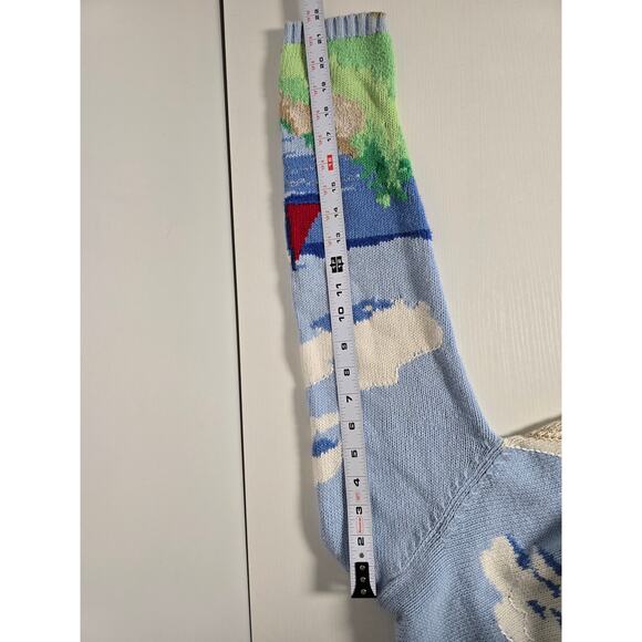 Vintage David Brooks Women's XL Lighthouse American Flag Knit Sweater Nautical - Picture 6 of 10